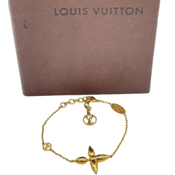 864274BC (S3) Louis Vuitton Bracelet Gold Metal w/Box - Picture 1 of 10